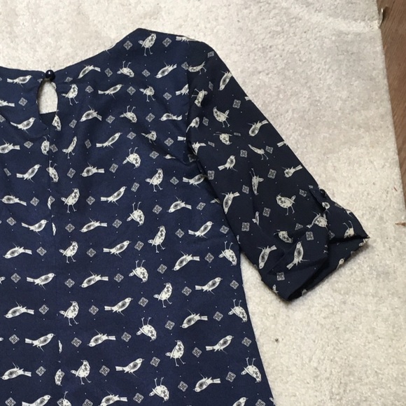 Lily Rose navy blue birds shift dress size xsmall - Picture 6 of 8